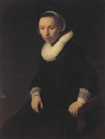 REMBRANDT Harmenszoon van Rijn Portrait of a young woman seted, (mk330